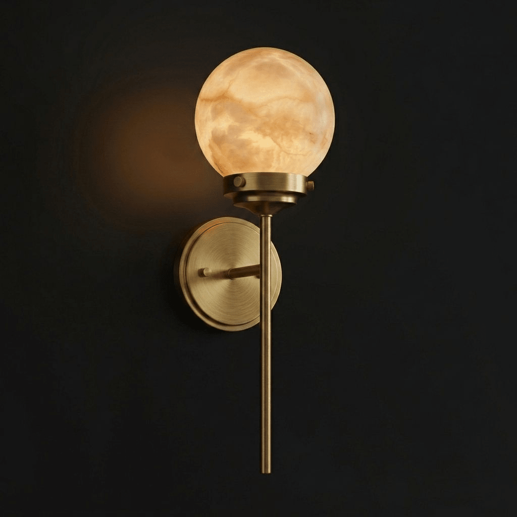 Selene Alabaster Globe Sconce detail