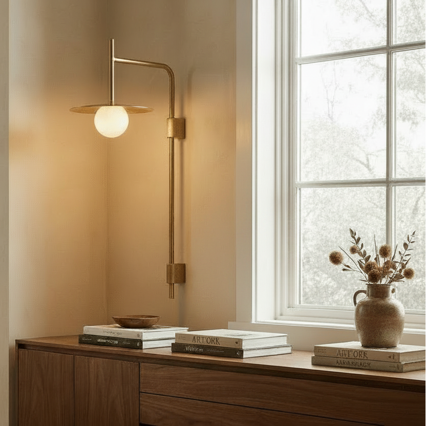 Nivara Long Arm Alabaster Wall Sconce detail